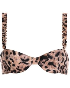 Agua Bendita Leopard-Print Bikini Top - Brown