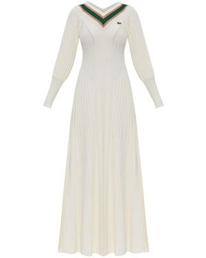 Lacoste Ribbed Maxi Dress - White