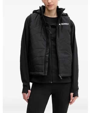 adidas Quilted Hooded Vest - Black