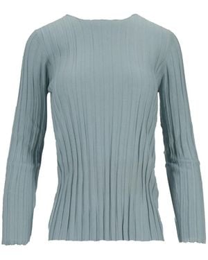 LA ROSE Ribbed Crew-Neck Top - Blue