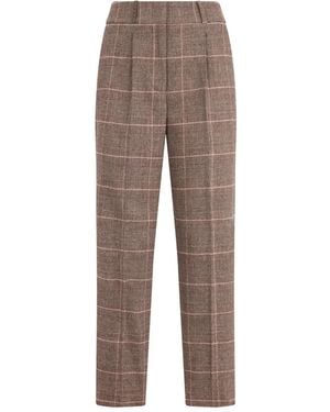 Peserico Chequered Trousers - Brown