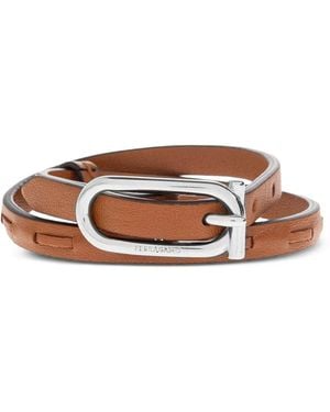 Ferragamo Wrap-Around Leather Bracelet - Brown
