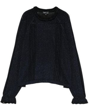 agnès b. Ruffle-Trim Glitter-Knit Sweater - Black