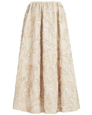 Brunello Cucinelli Embroidery Midi Skirt - White