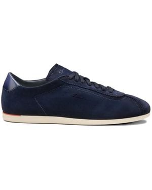 Santoni Yorker Perforated Suede Trainers - Blue