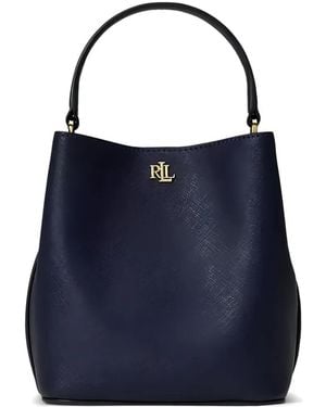Ralph Lauren Small Reese Logo-Detail Top-Handle Leather Tote Bag - Blue