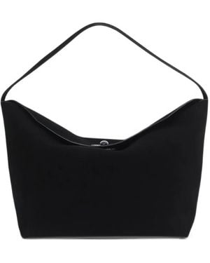 Christopher Esber Small Turnlock Suede Shoulder Bag - Black