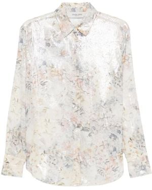 Golden Goose Camisa con motivo floral y lentejuelas - Blanco
