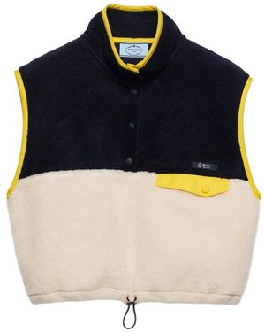 Prada Half-Button Fleece Vest - Black