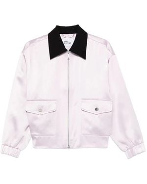 Self-Portrait Contrast-Collar Jacket - Pink