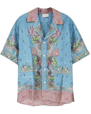 Pierre Louis Mascia Floral-Print Silk Shirt - Blue