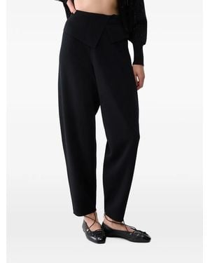 Liu Jo Fold-Over Waist Knit Pants - Black