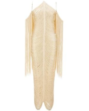 Bless Pelta Neckholder-Kleid Mit Fransen - Weiß