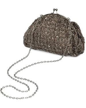 INTROPIA Nuria Bead-Embellished Sequined Clutch Bag - Grey