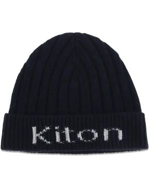 Kiton Ribbed-Knit Cashmere Beanie Hat - Blue