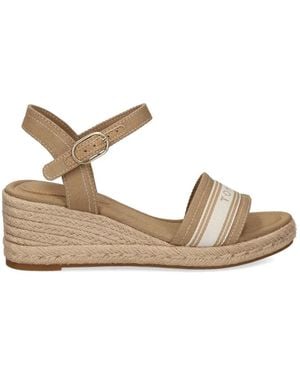 Tommy Hilfiger Logo-Strap Wedge Espadrilles - Natural