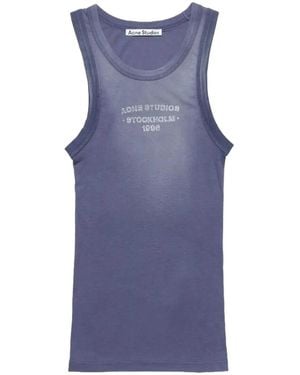 Acne Studios Sprayed-Logo Tank Top - Blue