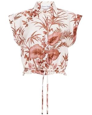 Cara Cara Octavia Floral-Print Linen Top - White