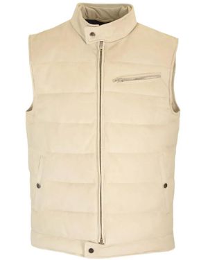 Al Duca d'Aosta Padded Suede Gilet - Natural