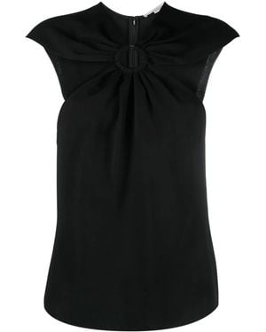 Stella McCartney Ring-Hardware Cold-Shoulder T-Shirt - Black