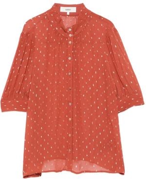 Ba&sh Metallic-Dot Button Blouse - Red