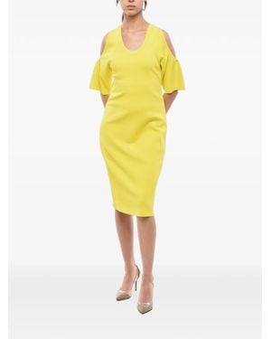 Stella McCartney Midi Dress With Strong Silhouette And Cold-Shoulder Sleeves - Yellow