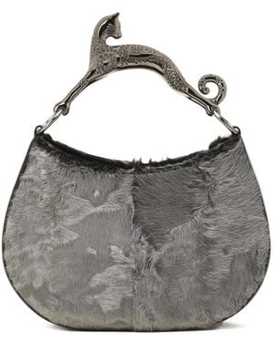 Lanvin Animal Hardware Fur Tote Bag - Grey