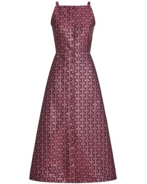 Markarian Minette Floral-Stripe A-Line Midi Dress - Purple