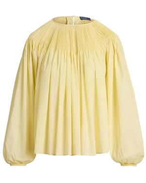 Polo Ralph Lauren Pleated Long-Sleeve Blouse - Yellow