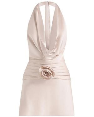 Manière De Voir Christelle Cowl Halter Open Back Rosette Mini Dress - Pink