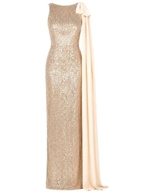 ROSERRY Kylie Bow-Detailed Sequin-Embellished Maxi Dress - White