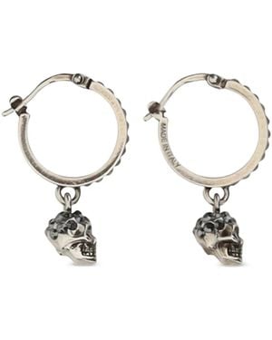 McQueen スカル ドロップ ピアス - ホワイト