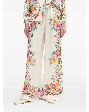 Hale Bob Lyanna Floral Palazzo Trousers - White
