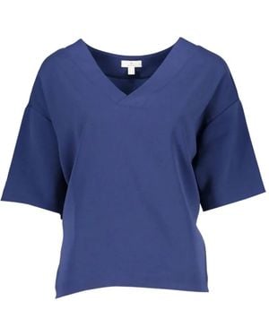 GANT V-Neck Short-Sleeve Blouse - Blue