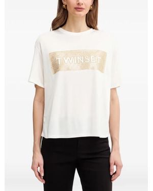 Twinset Sequin-Embellishment T-Shirt - White
