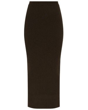 Max Mara Boris Ribbed Midi Skirt - Brown