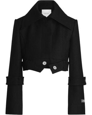 Patou Belted Wide-Lapel Jacket - Black