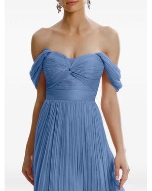 Framboise Kaly Off-Shoulder Silk Midi Dress - Blue