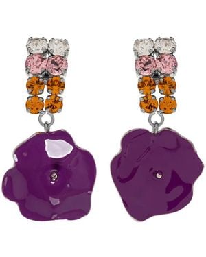 Marni Flower-Design Embellished Earrings - Purple