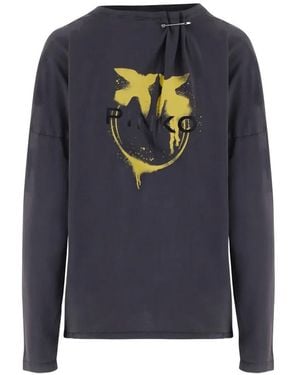Pinko Safety-Pin Love Birds T-Shirt - Blue