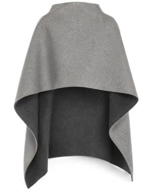 Alberta Ferretti Cape En Laine À Détails De Coutures - Gris
