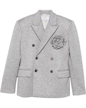 GIUSEPPE DI MORABITO Rose-Embellished Double-Breasted Blazer - Grey