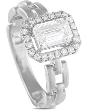 LB Exclusive Square Link Ring Mit Diamanten Im Smaragdschliff - Weiß