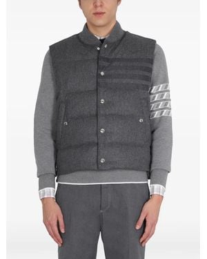Thom Browne Wool Flannel 4-Bar Down Fill Vest - Grey
