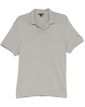 James Perse Polo A Maniche Corte Con Colletto Aperto - Grigio