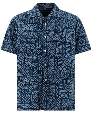 Beams Plus Geometric-Print Cotton Shirt - Blue