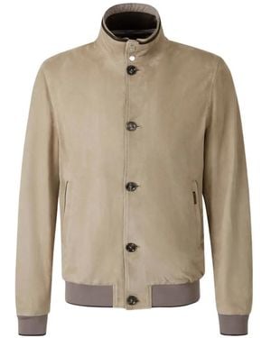 Moorer Button Zip Jacket - Natural
