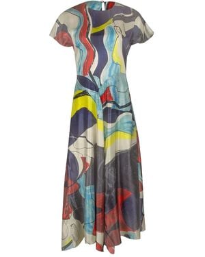 ROKSANDA Abstract-Print Asymmetric Dress - Blue