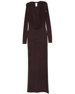 Amazuìn Rasha Maxikleid Mit V-Ausschnitt - Braun