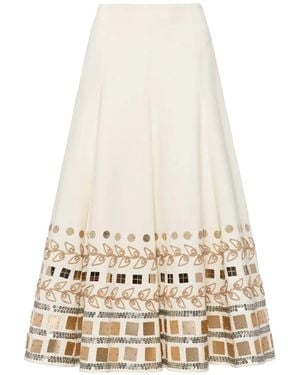 Cinq À Sept Embellished Cotton Skirt - White